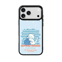 Coque de téléphone AG Feeling Black Edge avec motif chat en laine bleue dorée pour iPhone 17, 17 Pro Max, 16 Pro, 15 – Coque magnétique