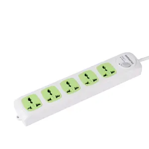 5 outlets universal green color power strips extension cord power socket strip