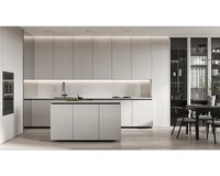 Meuble de cuisine îlot mural européen simple en panneaux de particules imperméables, design en contreplaqué