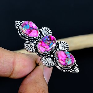 Anillo de Piedra Preciosa Oster Rosa Natural, Anillo Largo de 3 Piedras, Joyería para Mujer, Anillo de Piedras Preciosas Hecho a Mano a Precio de Mayoreo, Uso Diario - Product Image 3