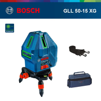 Niveau laser Bosch GLL 50-15XG à faisceau vert, laser croisé 5 lignes avec pointe plombante, auto-nivelant, portée 15 m, outil de mesure professionnel