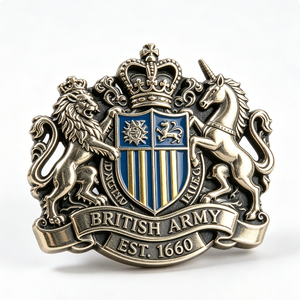 British Badge <b>1660</b> Silver Plated Zinc Alloy Hard Enamel Full 3D Emblem Antique Collectible Art - Product Image 1