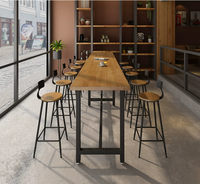 Table longue en bois massif, table haute étroite pour mur, idéale pour la maison, le balcon, les salons de thé, les bars et l'ameublement commercial