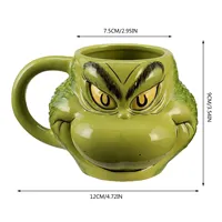 Noël espiègle esprit tasse dessin animé mignon vert tasse 3d vilain elfe tasse en céramique lait café eau tasse tasse cadeau