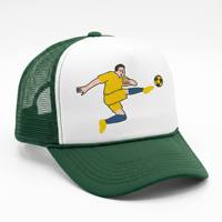 Topi Trucker Jaring Logo Kustom Cetak Pemain Sepak Bola Olahraga 5 Panel Buckle 100% Poliester Harga Pabrik Grosir