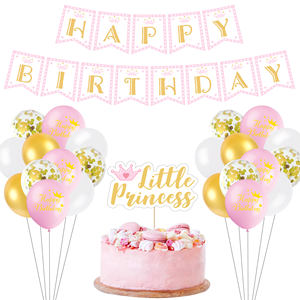 Festa di compleanno principessa forniture ragazza rosa e oro decorazioni per festa di compleanno con corona principessa striscione di <span class=keywords><strong>buon</strong></span> compleanno - Product Image 2