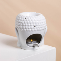 YUANWANG – brûleur de cire de tête de bouddha, brûleur d'huile de tarte en céramique, chauffe-bougie pour décoration de maison, Spa Yoga