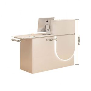 Mostrador de Caja Moderno de Madera para Comercio Minorista, Escritorio de Cajero, Mostradores de Pago Rosados para Tiendas, Escritorios de Recepción <span class=keywords><strong>en</strong></span> Venta - Product Image 4