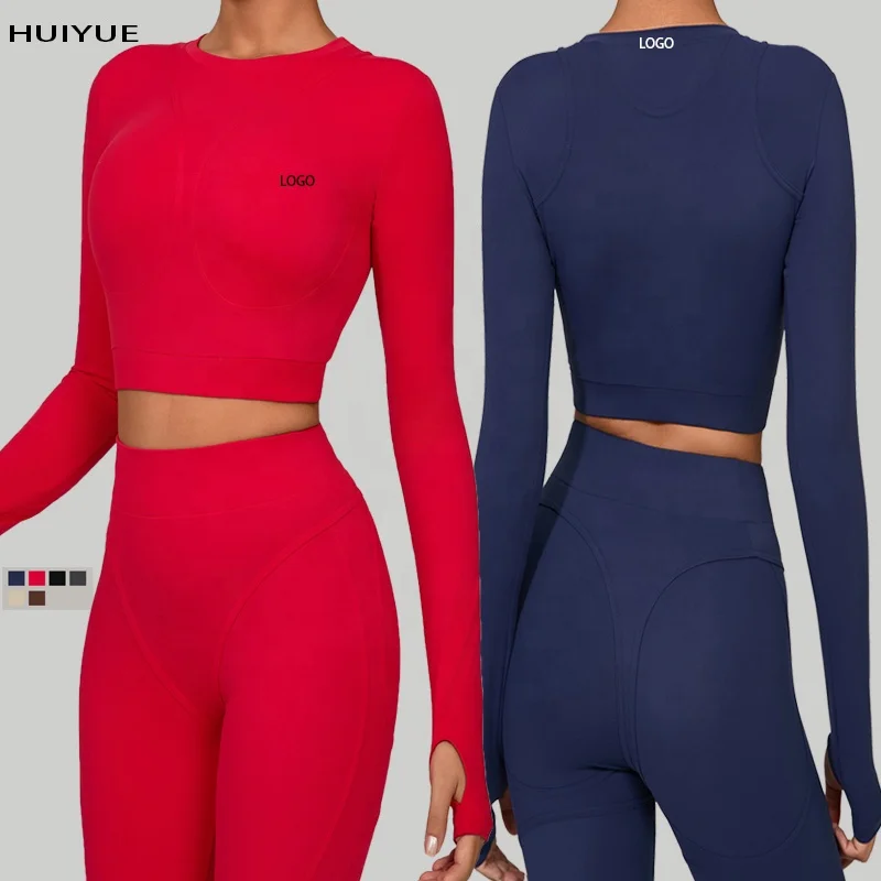 New Autumn/Winter Women's Four-Way Stretch Patchwork Yoga Long-Sleeved High-Intensity Fitness Pilates Sportswear Front Print