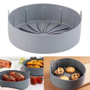 Air Fryer Bowl Silicone Round Reusable Non Stick Baking Dish With Double Handle For Oven Use - Product Image 2