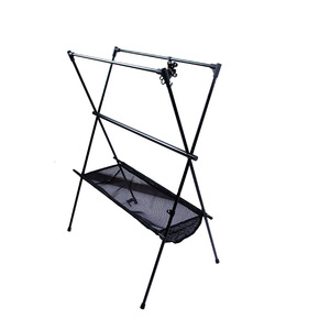 Estante de almacenamiento para acampar al aire libre, estante de almacenamiento de doble capa de aleación de aluminio, estante colgante de malla plegable para almacenamiento ordenado al aire libre - Product Image 2