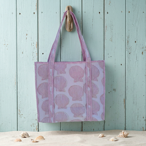 Bolsa de Mano Grande de Verano con Estampado de Bloques, Bolsa de Algodón para Fin de Semana, Bolsa de Compras, Bolsa de Viaje Hecha a Mano para Mujer - Product Image 2