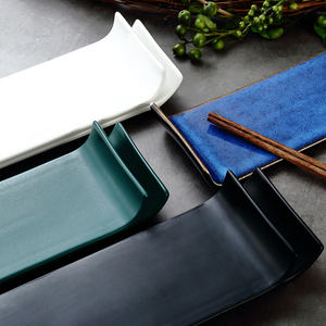12 inci kreatif Jepang persegi panjang keramik <span class=keywords><strong>Sushi</strong></span> Sashimi piring <span class=keywords><strong>Set</strong></span> peralatan makan kelas tinggi - Product Image 4