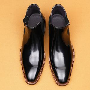 Men's Genuine Leather Ankle <b>Boots</b> Pointed Toe Slip-On Anti-Slippery Rubber Outsole EVA Midsole All Seasons wholesale - Product Image 2