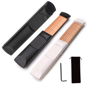 Guitarra Eléctrica Portátil de Bolsillo de 6 Cuerdas y 6 Trastes, Entrenador de <span class=keywords><strong>Acordes</strong></span>, Herramienta de Práctica para Principiantes, Modelo en Blanco y Negro - Product Image 2