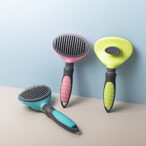 Brosse à poils pour animaux de compagnie autonettoyante avec embouts arrondis en acier inoxydable et poignée antidérapante pour le toilettage des chiens et des chats - Product Image 2