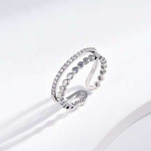 OEM plata 925 Sterling <b>Silver</b> double woman fashion <b>ring</b> wholesale everyday round twisted stacking ladies <b>adjustable</b> fine <b>rings</b> - Product Image 5