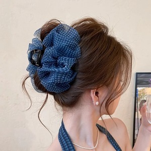 Pince à cheveux en maille filetée motif floral pour l'été, pince requin pour femmes et filles, accessoires de coiffure - Product Image 4