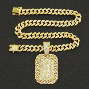 Collares con Colgante Geométrico de Aleación Chapada en Oro y Plata Estilo Hiphop, Collar Personalizado para Hombre, Joyería de Moda - Product Image 1