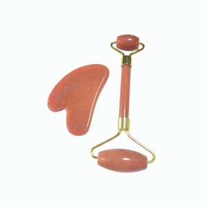 Set de Gua Sha y Rodillo de Aventurina Roja Natural al por Mayor, Masajeador Facial de Doble Cabeza con Raspador en Forma de Corazón, OEM Disponible - Product Image 2