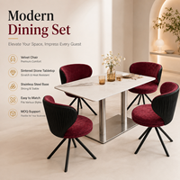 Großhandel Kommerzielles Esszimmer-Set, Tisch und Stühle mit Edelstahlgestell für Hotelprojekte OEM ODM Maßgefertigtes Set