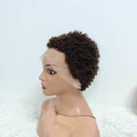 Promotion Letsfly : Perruque Afro Bouclée Sans Colle, Courte, Base Transparente, Densité 200%, Cheveux Humains, Lace Front 13x4, Vente en Gros à 24,6 $