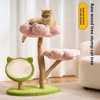 Structure d'escalade et arbre à chat en bois massif, poteau à gratter peu encombrant et lit pour chat pour petits appartements (Modèle 2628)