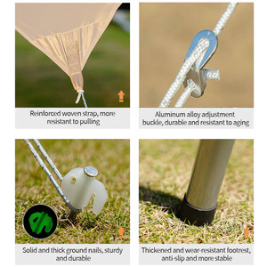 Telo da Campeggio Impermeabile per Esterni a Forma di Ala Larga con Rivestimento Nero, <span class=keywords><strong>Set</strong></span> Completo di Pali, Corde e Picchetti - Product Image 4