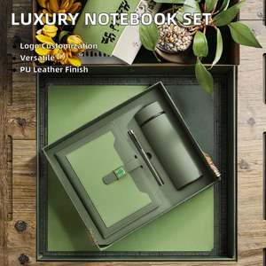 IStapromo Gifts Customized High-end Handmade PU Leather Multifunction Fashion <b>Notebook</b> Gift Box <b>Set</b> Business Office Meeting - Product Image 3