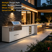 Cuisine extérieure modulaire en acier inoxydable Yishen, résistante aux intempéries, avec barbecue intégré, évier, réfrigérateur et four à pizza pour terrasse et patio