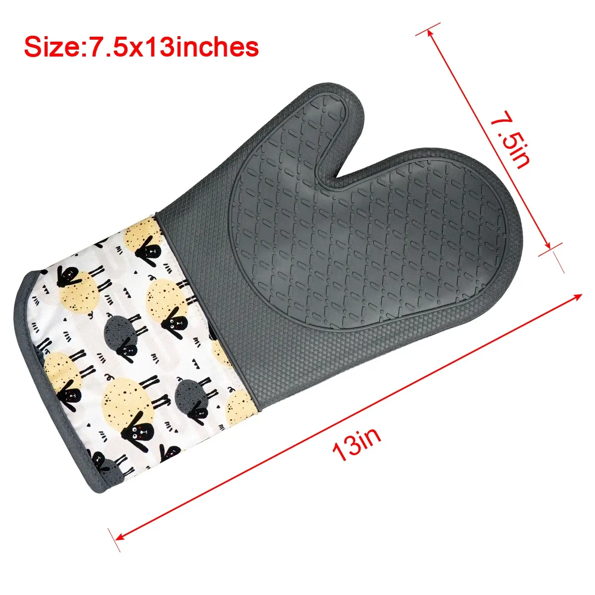 Großhandel Custom Cotton Printing und Silikon Hitze beständiger Ofen Mitt Kitchen Chef Kochofen Handschuh