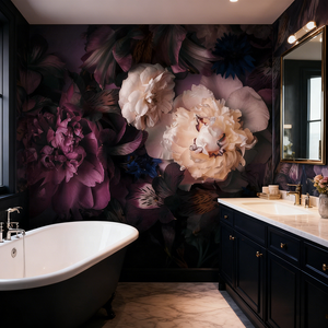 Carta da Parati 3D con Fiori Scuri, Murale di Peonie per Camera da Letto delle Ragazze - Product Image 3