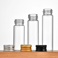 Botol Vial Penyimpanan Kaca Mini 10ml 15ml 20ml 25ml 30ml Transparan dengan Tutup Sekrup Aluminium, Dijual Murah