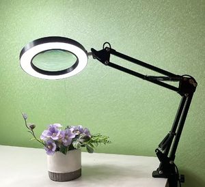 2 en 1 diseño moderno 10X LED lupa lámpara de escritorio Brazo giratorio ajustable abrazadera alimentada por batería montada lectura retrabajo vidrio Metal - Product Image 3