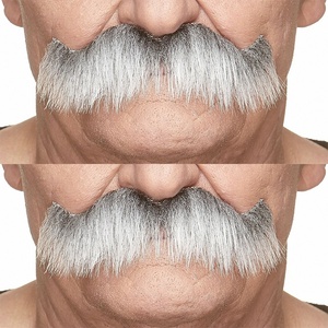 Moustache auto-adhésive gris de grand-père à bascule, faux cheveux de haute qualité - Product Image 4