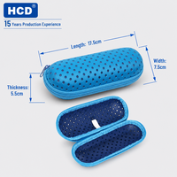 Étui de protection pour lunettes de soleil et de natation en EVA, bleu, avec fermeture éclair, réutilisable, écologique, taille personnalisée, vente en gros fabricant
