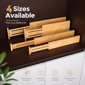 <b>6</b> Pack Wooden Separators Dresser <b>Drawer</b> Organizers Bamboo <b>Drawer</b> Dividers with Soft Foam Ends for Clothing Baby Clothes - Product Image 4