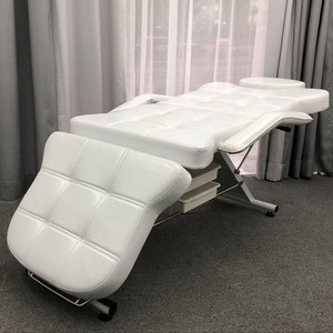Table de massage en cuir PU blanc, fauteuil inclinable réglable, canapé rembourré pour salon, hôtel - Product Image 3