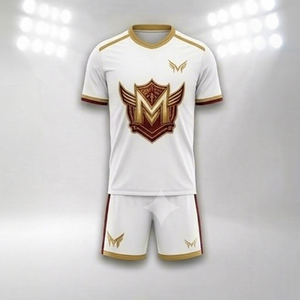Conjunto de Camiseta de Fútbol Blanca para Hombre, Manga Corta, Impresión Sublimada, Transpirable, Poliéster, Uniforme para Adultos, Todas las Temporadas, Cuello Redondo - Product Image 1