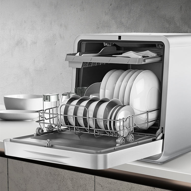AH Kitchen Smart Compact Countertop Dishwasher Electric High Efficiency Plastic 5 Sets Capacity 1 Year Warranty 110-240V 999W