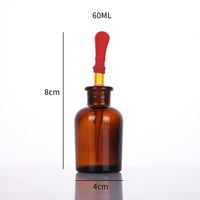 Bouteille de réactif en verre de laboratoire brun ambré 30ml 60ml 125ml 250ml Pot de stockage pour perfusion médicale Pipette compte-gouttes en verre en caoutchouc Vente en gros