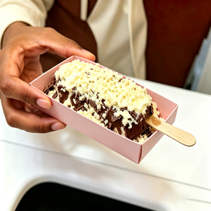 Bandeja de Servicio Rectangular Larga de Papel de Grado Alimenticio Personalizada para Helados Caseros, Gelato, Estilo Magnum, Postres Congelados - Product Image 2