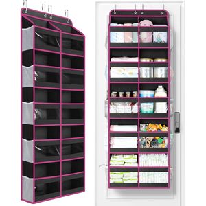 ที่เก็บของเหนือประตู 33x15x85 ซม. แบบสองช่องพร้อมช่องเก็บของ 10 ช่องสำหรับเสื้อผ้าและของใช้เด็กหลังประตู - Product Image 1