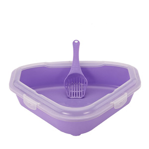 Dreieckige Halbgeschlossene Katzentoilette Große Größe Anti-Spritz Anti-Geruch Katzentoilette mit Schaufel für Katzen und Welpen - Product Image 5