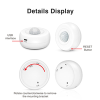 LangYeao WiFi PIR Présence humaine + capteur de détection de mouvement PIR Détecteur de luminance Assistant domestique à piles