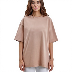 Wholesale Custom Woman's Summer Heavy Weight Soft Feel Top Plus Size T-shirts Blank Plain Solid Color Street Wear OEM T Shirt BD - Product Image 2