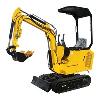 Mini-excavatrice chinoise CE de 1 tonne avec moteur diesel, bras pivotant, grappin rotatif pour bois, fourche à palettes et joystick, la plus petite du marché