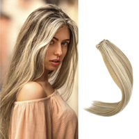 K.SWIGS Extensions de cheveux humains vierges bruts blonds longs et lisses, double épaisseur, cousues à la main, de qualité supérieure, vente en gros