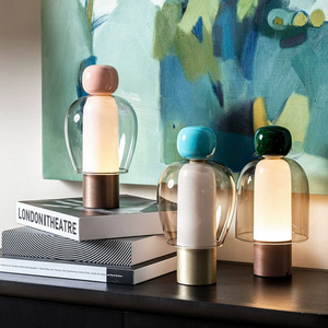 Đèn bàn di động cạnh giường ngủ trong nhà phòng ngủ có thể sạc lại Công tắc xoay ấm áp ánh sáng vô cấp điều chỉnh độ sáng kính nhôm - Product Image 1