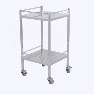 Chariots en acier inoxydable Chariots chirurgicaux à 2 étagères Chariots utilitaires médicaux Chariot de traitement Chariot d'hôpital pour patient - Product Image 4